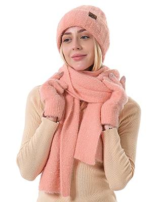 URATOT Winter Knitted Warm Set Infinity Scarf and Hat Touch Screen Gloves for Men and Women