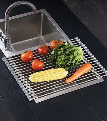 Over The Sink Dish Drying Rack, Adjustable (26.8 to 34.6) Large Dish  Drying Rack for Kitchen Counter with Multiple Baskets Utensil Sponge Holder