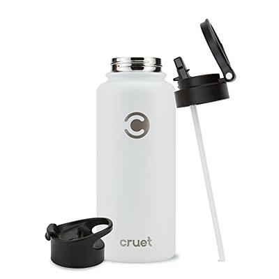 Insulated Water Bottle With 2 Lids By Cruet- Stainless Steel Double-Walled  Leakproof Thermos With Straw Lid For Cold Drinks, Flip Lid For Hot  Beverages, Vacuum Insulated, Reusable Modern Bottle- 32oz - Yahoo