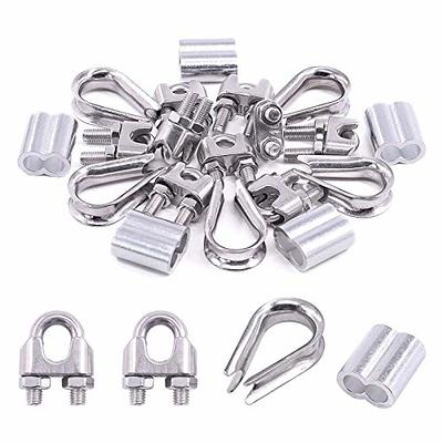 Swpeet 24Pcs M10 (3/8) Wire Rope Accessory Set, Included M10 Wire Rope  Cable Clip Clamp