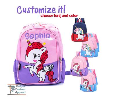 Unicorn Backpack For Girls, Personalized Toddler Bookbag