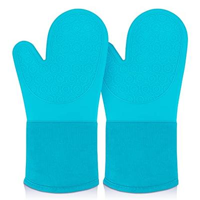 Mini Oven Mitts, 1 Pack Short Oven Mitts Thickened Heat Resistant Gloves Potholder to Protect Hands with Non-Slip Grip Surfaces for Hand Hot Pot