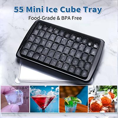 Ice Cube Tray with Lid and Storage Bin for Freezer, Easy-Release 55 Mini  Nugget Ice Tray with Spill-Resistant Cover, Container, Scoop, Flexible