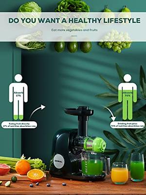 Aicok Juicer Machines, Slow Masticating Juicer Extractor Easy to Clean,  Cold Press Juicer with Brush, Juicer with Quiet Motor & Reverse Function,  for High Nutrient Fruit & Vegetable Juice 