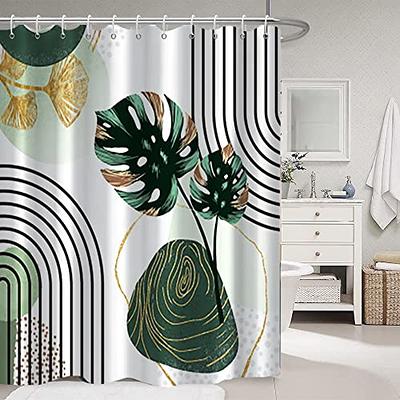 Botanical Shower Curtain Set. Leafy Green Floral Bathroom