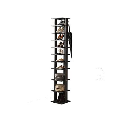 VASAGLE 7 Tier Vertical Shoe Rack, Narrow Shoe Storage Organizer with  Hooks, Slim Wooden Corner Shoe Tower Rack, Robust - AliExpress