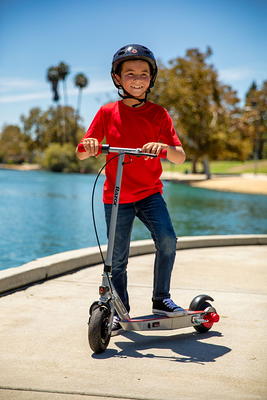 Razor Black Label E100 Electric Scooter – Blue, up to 10 mph, 8 Pneumatic  Front Tire, for Kids Ages 8+