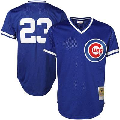 Men’s Mitchell & Ness Chicago Cubs Legend Slub Henley Red and Royal  Baseball Shirt