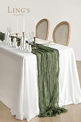 Linen Table Runner in Moss Green