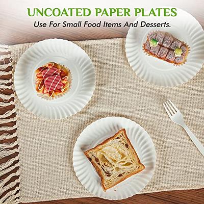 FOCUSLINE 7 Inch White Paper Plates, Uncoated Paper Plates