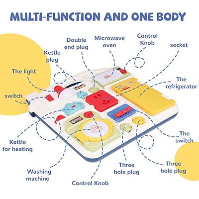 Montessori Kitchen Busy Board for Toddlers 1-3 Travel Toys Light