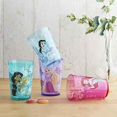 Zak Designs 14.5oz Disney Princess Nesting Tumbler Set Includes Durable Plastic Cups, Fun Drinkware Is Perfect for Kids, 4pk ( Belle & Jasmine 