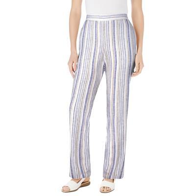 Plus Size Women's Straight Leg Linen Pant by Woman Within in Deep Cobalt  Stripe (Size 34 WP) - Yahoo Shopping