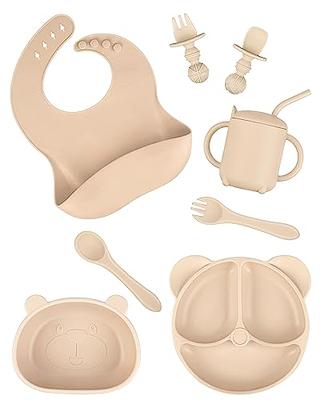 Silicone Baby Feeding Set, baby Led Weaning Supplies Set Toddler Feeding Eating  Utensils Sets, baby Bib, Suction Plate, Suction Bowl, Spoon, Fork, Sippy Cup