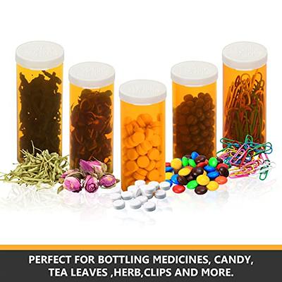 Empty Plastic RX Pill Medicine Bottles Containers Amber Reversible