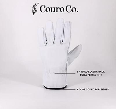 NoCry Unisex Small White Leather Work Gloves with Reinforced Palms and  Fingers and Adjustable Wrists