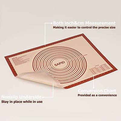 Silicone Baking Mat, Non-Stick Pastry Mat Extra Large with Measurements for Baking - Pizza Dough Rolling Mat, Counter Mat, Heat-Resistance, Size: 15.7