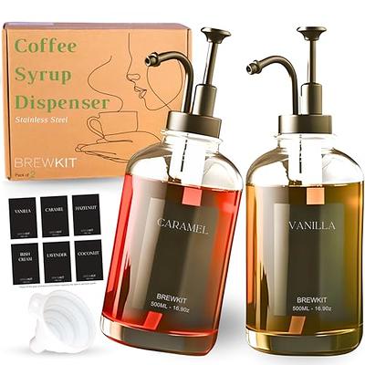 Cheap 2 Pack 16.9OZ Coffee Syrup Dispenser for Coffee Bar with Labels and  Pump, Syrup Bottles for Coffee Bar Home Bar, BPA Free