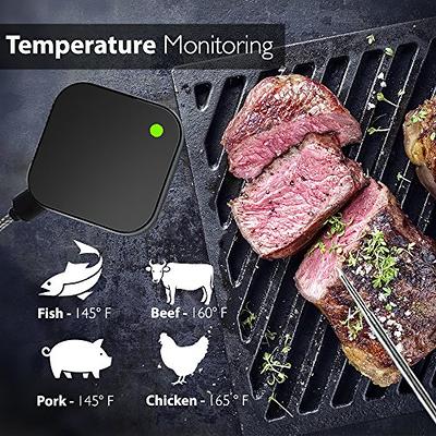 Nutrichef Wi-Fi Grill Meat Thermometer Wireless Dual Smart Probes, Alarm Indoor from Outdoor, Black