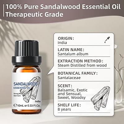 Sandalwood Essential Oil, 100% Pure Natural Aromatherapy Sandalwood Oil for  Diffuser (10ML)