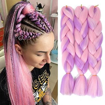 AFNOTE Pink Braid in Hair Extensions 24 Inch 3 Packs Synthetic