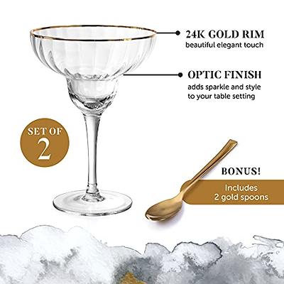 Martini Glasses, Metallic Gold Tone Cocktail Glass 8-Ounces, Set of 2