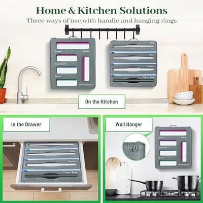 Retractable Kitchen Plastic Bag Storage Bag Dispenser Wall Mount