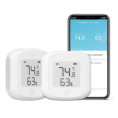 Wireless Thermometer Hygrometer, Mini Bluetooth Temperature Humidity  Monitor with Sensor, Indoor Humidity Gauge Meter with Data Export and Alert  for Home, Baby Room, Wine 