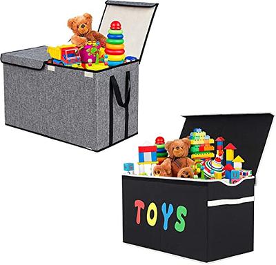 Wooden Kids Toy Storage Organizer with Lid-Gray