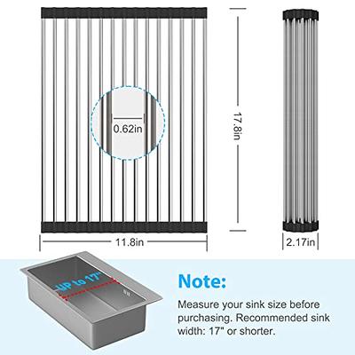 Roll Up Dish Drying Rack with Silicone Dish Mat 17.8 x 11.8