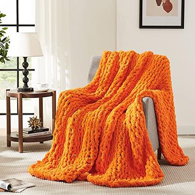 Chunky Knit Blanket Throw Soft Chenille Yarn Knit Blanket for Bed Sofa Boho  Fluffy Thick Tightly Woven Throw Machine Washable (Color : White, Size 