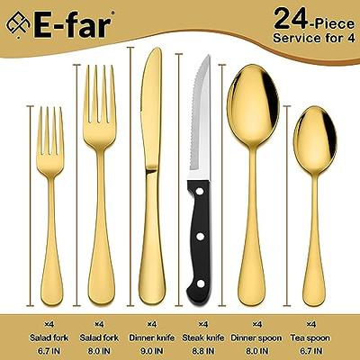 24 Pcs Silverware Set with Steak Knives Service for 4,Stainless