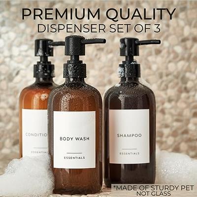 Stylish Shampoo and Conditioner Dispenser Set of 3 - Modern 21oz Shower Soap  PET Bottles with Pump and Labels - Easy to Refill Body Wash Dispensers for  an Instant Bathroom Decor Upgrade - Yahoo Shopping