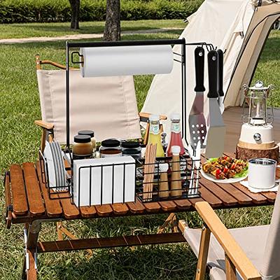 Grill Caddy with Paper Towel Holder, BBQ Camping Caddy for Plates and  Utensils w