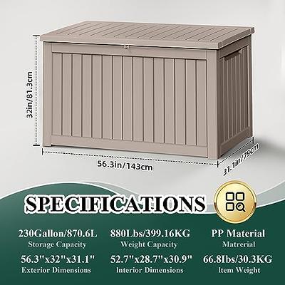 Outdoor 31 Gal. Indoor/Outdoor Storage Box with Lockable Lid for Patio  Cushions,Polypropylene Grey Deck Box