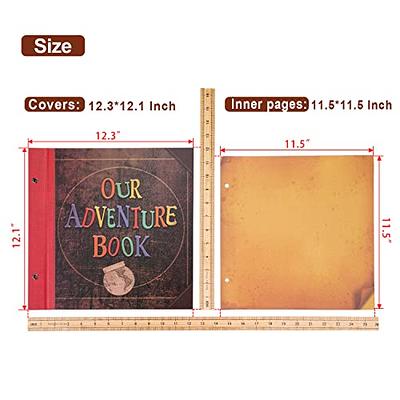 IngTall Our Adventure Book Scrapbook UP Travel Scrap Book with Embossed  Letter Cover, 12x8 Inches Large Handmade DIY Memory Photo Album for