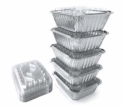 Large Aluminium Pans with Lids 8x4 In - (50 Pack) Disposable Foil Pan Food  Containers - Best Tin Pans for Takeaway, Baking, Frozen & Food Storage