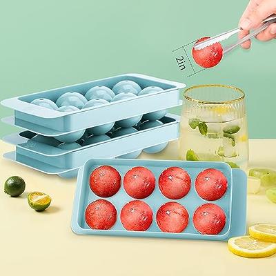 longzon Mini Round Ice Cube Tray with Lid and Bin,3 pack Silicone Ice Cube  Trays for Freezer