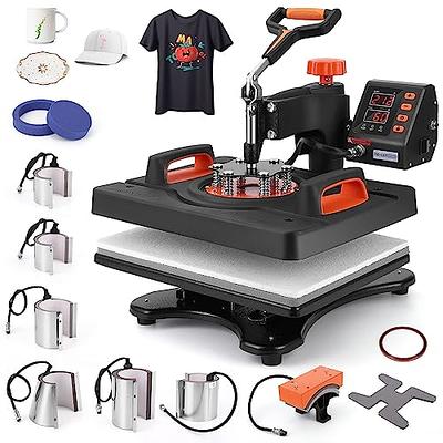 Super Deal Upgraded 5 in 1 Heat Press Machine 12 x 15 360-Degree Rotation Digital Heat Transfer Machine Combo for Hat/mug/plate/cap/t-shirt 110V, Bl