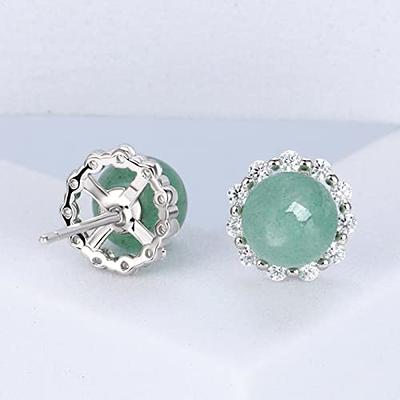 Small Cute Dainty Lucky Circle Green Clear Pearl Rhinestone Stud Earrings  For Girl Stainless Steel Gold Plated Zircon Earring