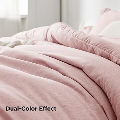 Bedsure Light Pink Comforter Set Queen 7 Pieces, Light Pink White