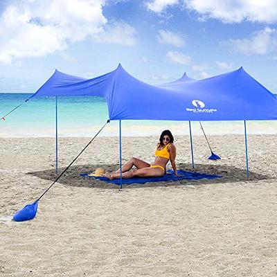 Zeepair Beach Tent Pop Up Shade Canopy Sun Shelter UPF50+ with 2 Stability Poles/Carry Bag/Ground Pegs/Sand Shovel/Windproof Ropes Portable Outdoor