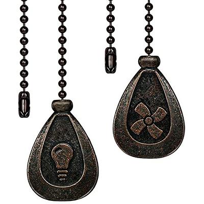 Ceiling Fan Pull Chain, 2 Pieces 12-inch Long 3mm Diameter Beaded Ball  Chains Bronze with Walnut Wooden Pulls Cord