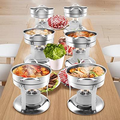 BriSunshine 6 Packs Individual Single Shabu Hot Pot,1QT Mini Round Chafing  Dish Buffet Set,Stainless Steel Food Server Warmers with Glass Lids for  Caterings Parties Wedding - Yahoo Shopping