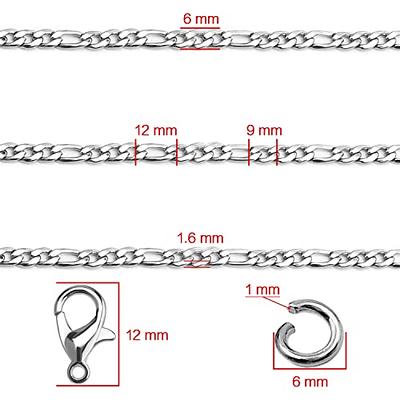 Jishi 16ft Figaro Chain Roll 6mm Silver Stainless Steel Necklace Chain for  Jewelry Making,DIY Mens&Womens Necklace Bracelet Crafts Supplies  Findings,Metal Figaro Link Chain w/Lobster Clasps,Jump Rings - Yahoo  Shopping