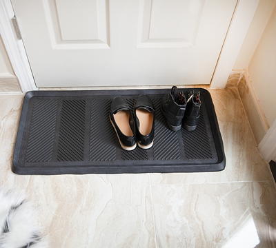 ART & ARTIFACT Rubber Boot Tray Wet Shoe Tray for Entryway Indoor Outdoor  Rubber Mat Extra Large Boot Tray 32 x 16, Black, Damask