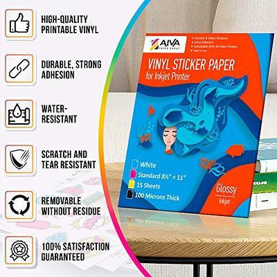 Limia's Care 4ZGMNBQ Printable Vinyl Sticker Paper for Inkjet Printer -  Frosty Clear - 15 Self-Adhesive Sheets - Waterproof Decal Paper - Standard
