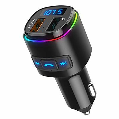 Octeso Upgraded V5.0 FM Bluetooth Transmitter Car, QC3.0 & LED Backlit  Wireless Bluetooth FM Radio Adapter Music Player/Car Kit with Hands-Free  Calls