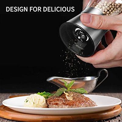 Himalayan Chef Salt & Pepper Grinders, Small Refillable Glass Jar With  Metal Stand