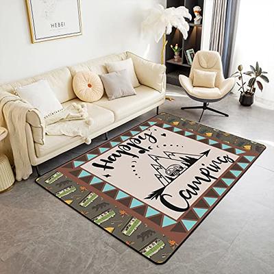 Kids Camping Area Rug for Kids, Camper Accessories Living Room